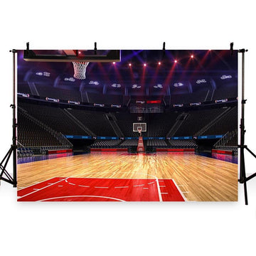 Basketball Backdrop Sports Background G-287 - iBACKDROP-Black And White Backdrop, Black And White Striped Backdrop, Black Backdrop, Black Backdrops, Patterned Backdrops, Themed Patterned Backdrops